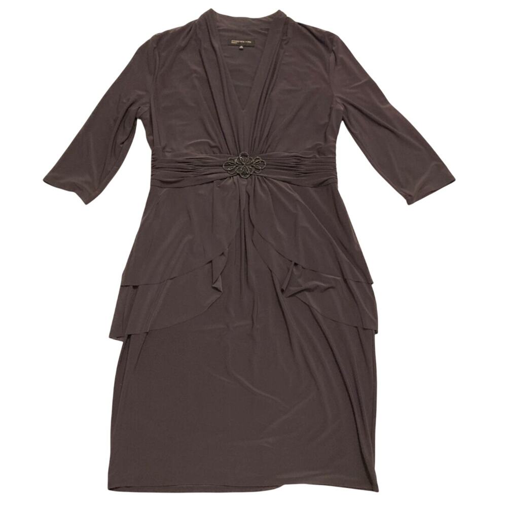 Jones New York NEW Womens Dress 16 Dark Grey Trending Double Peplum Belt Accent - Picture 2 of 12